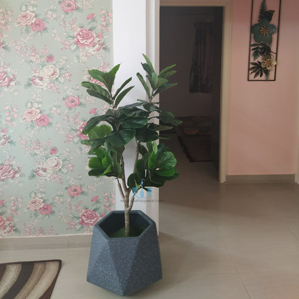Attractive Real Like, Real Touch Nearly Natural Decorative Artificial (Faux) Green Fiddle Leaf Fig Tree Of Size 4.8ft, Made Of Plastic With Zero Maintenance, Available Exclusively At Shahisajawat India. Best Trendy Home Decor, Restaurant Decor, Office Decor Ideas Of 2024.