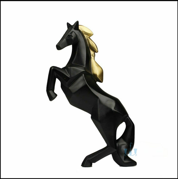 Black And Gold Resin Jumping Geometric Horse Tabletop Figurine, Available Exclusively On Shahi Sajawat India, the world of home decor products. Best trendy home decor, office decor, table decor living room, kitchen and bathroom decor ideas of 2023.