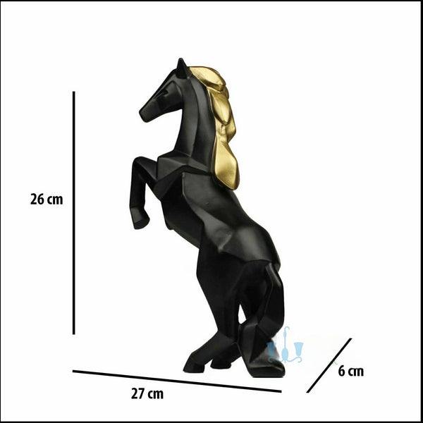 Black And Gold Resin Jumping Geometric Horse Tabletop Figurine, Available Exclusively On Shahi Sajawat India, the world of home decor products. Best trendy home decor, office decor, table decor living room, kitchen and bathroom decor ideas of 2023.