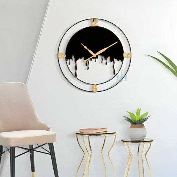 Dripping Black Contemporary Abstract Handcrafted Quartz Metal (Iron) Wall Clock With Single Face Form And Needle Display, available exclusively on Shahi Sajawat India, the world of home decor products.Best trendy home decor, office decor, restaurant decor, living room, kitchen and bathroom decor ideas of 2023.