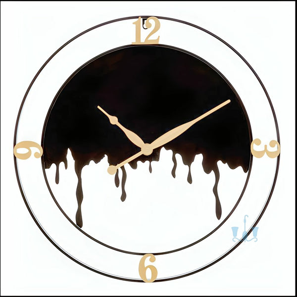 Dripping Black Contemporary Abstract Handcrafted Quartz Metal (Iron) Wall Clock With Single Face Form And Needle Display, available exclusively on Shahi Sajawat India, the world of home decor products.Best trendy home decor, office decor, restaurant decor, living room, kitchen and bathroom decor ideas of 2023.