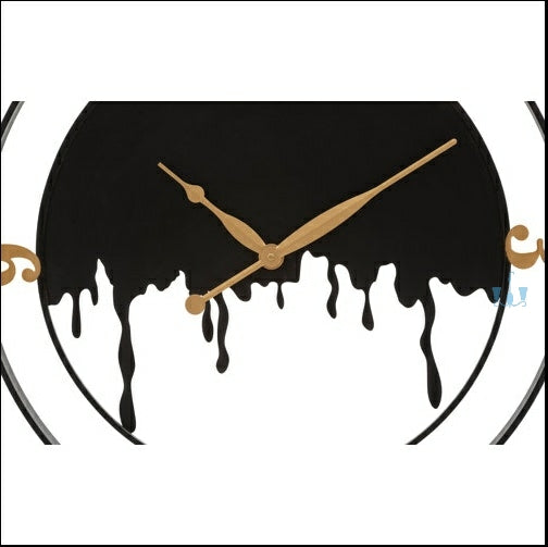 Dripping Black Contemporary Abstract Handcrafted Quartz Metal (Iron) Wall Clock With Single Face Form And Needle Display, available exclusively on Shahi Sajawat India, the world of home decor products.Best trendy home decor, office decor, restaurant decor, living room, kitchen and bathroom decor ideas of 2023.