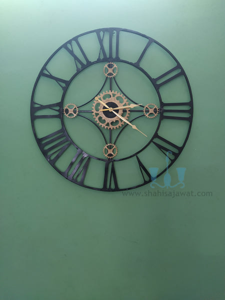 Adept Black And Gold Roman Metal Wall Clocks
