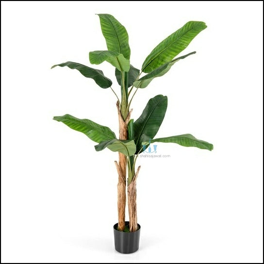 Decorative Real Like, Real Touch Nearly Natural Artificial (Faux) Banana Tree Of Size 5FT With Large 15 Leaves, Lifelike Stalks And Natural Banana Barks Made Of Plastic With Zero Maintenance Available Exclusively At Shahisajawat India. Best Trendy Home Decor, Restaurant Decor, Office Decor Ideas Of 2024.