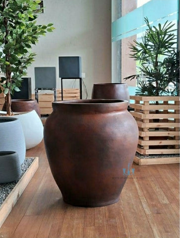 Rustic Brown Urn Shaped FRP (Fiberglass) Indoor And Outdoor Planters Are Lightweight, Durable, Weather Resistant, UV Resistant Made For Residential And Commercial Spaces, Available Exclusively On Shahi Sajawat India, the world of home decor products. Best trendy home decor, office decor, restaurant decor living room, kitchen and bathroom decor ideas of 2024.