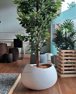 White Tapered Bowl Smooth Finished FRP (Fiberglass) Indoor And Outdoor Planters Are Lightweight, Durable, Weather Resistant, UV Resistant Made For Residential And Commercial Spaces, Available Exclusively On Shahi Sajawat India, the world of home decor products. Best trendy home decor, office decor, restaurant decor living room, kitchen and bathroom decor ideas of 2024.