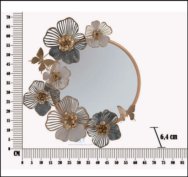 Gold Floral Handcrafted Contemporary Metal (Iron) Round Wall Mirror, Comes Ready To Hang, Available exclusively on Shahi Sajawat India, the world of home decor products.Best trendy home decor, office decor, restaurant decor, living room, kitchen and bathroom decor ideas of 2024.