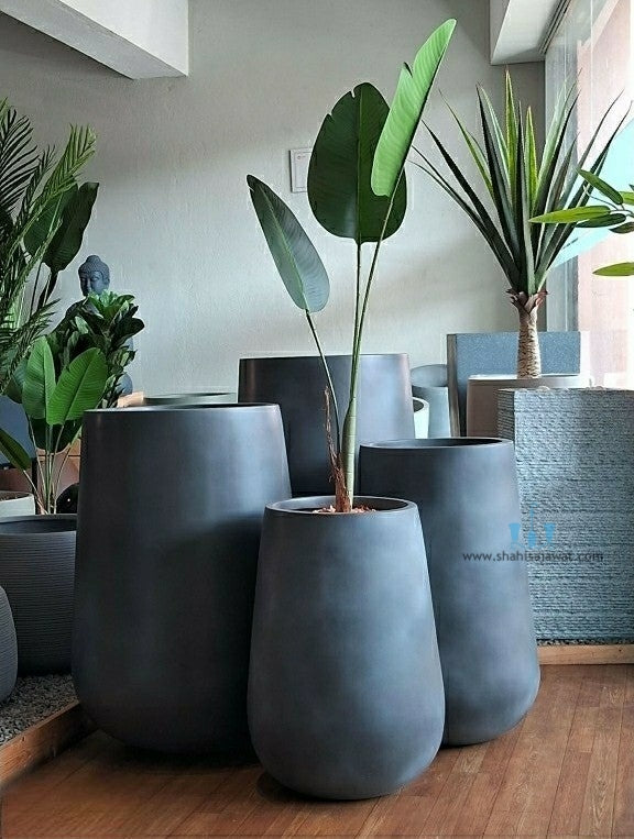 fiber pots for plants Splendid Black Vase Shaped FRP Planters