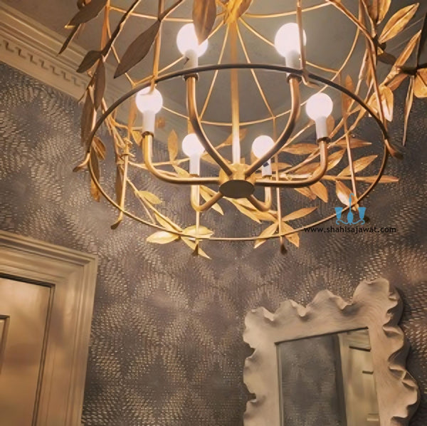Gold Floral Iron Cage Handcrafted Chandelier With 6 Candelabra Base Bulbs, AC Power Source and Voltage Of 90-260V, Available exclusively on Shahi Sajawat India,the world of home decor products.Best trendy home decor, office, restaurant, living room and kitchen decor ideas of 2025.