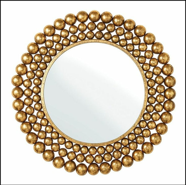 Large Gold Antique Round Metal Wall Mirrors Of Size 36"×36" Are Waterproof, High Definiton, Scratch Resistant, available exclusively on Shahi Sajawat India, the world of home decor products.Best trendy home decor, living room, kitchen and bathroom decor ideas of 2020.