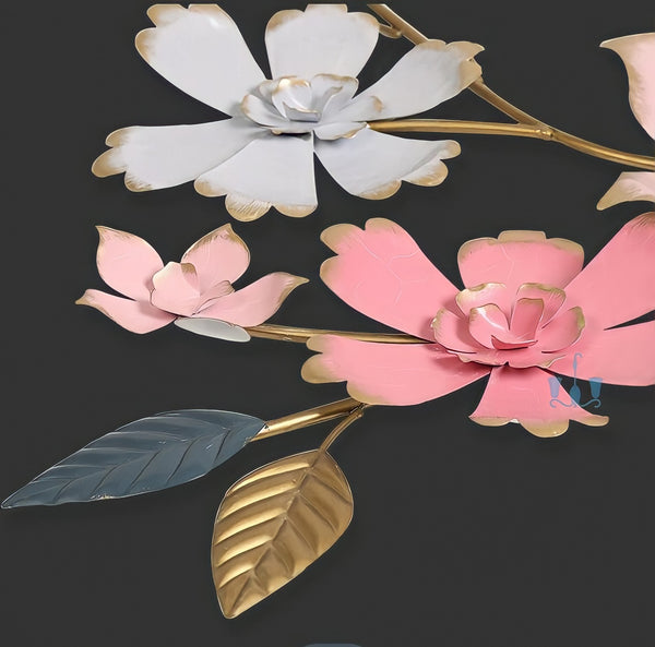 Peach Pink Floral European Style Handcrafted Metal Wall Hanging (Wall Decor) Of Size 98×80cm, Available Exclusively At Shahi Sajawat India, the world of home decor products.Best trendy home decor, office decor, restaurant decor, living room, kitchen and bathroom decor ideas of 2022.
