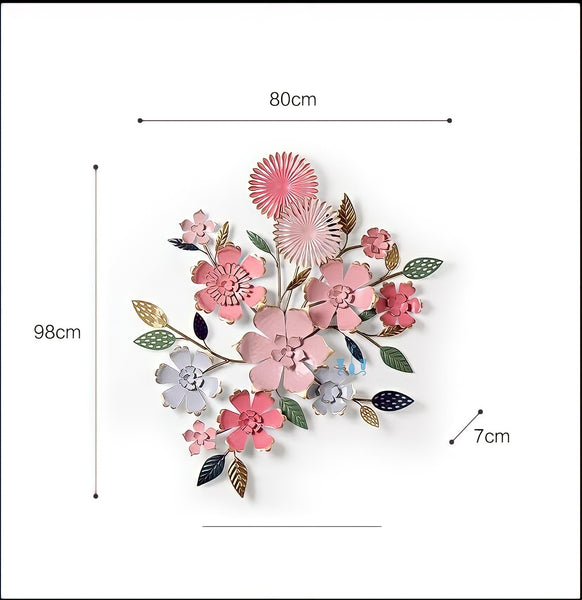 Peach Pink Floral European Style Handcrafted Metal Wall Hanging (Wall Decor) Of Size 98×80cm, Available Exclusively At Shahi Sajawat India, the world of home decor products.Best trendy home decor, office decor, restaurant decor, living room, kitchen and bathroom decor ideas of 2022.