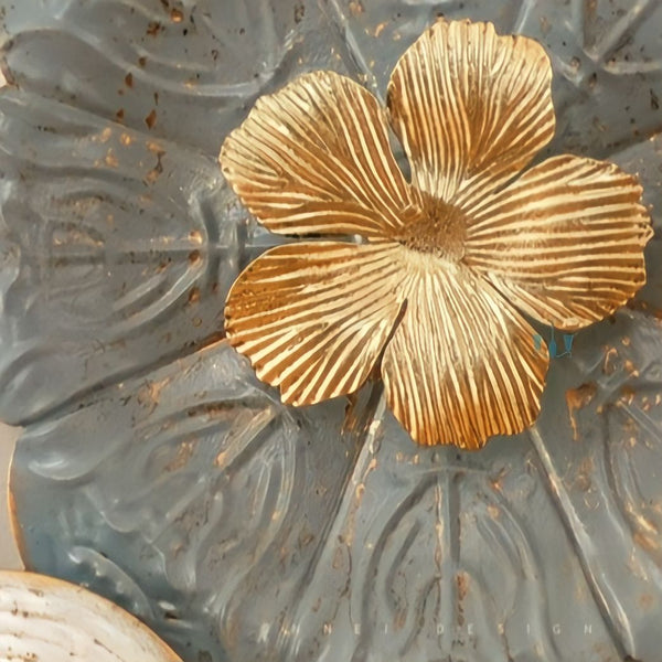 Peachy Brown And Greyish Blue Pastel Floral European Style Handcrafted Metal Wall Hanging (Wall Decor) Of Size 134×70cm, Available Exclusively At Shahi Sajawat India, the world of home decor products.Best trendy home decor, office decor, restaurant decor, living room, kitchen and bathroom decor ideas of 2022.