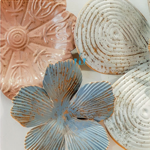 Peachy Brown And Greyish Blue Pastel Floral European Style Handcrafted Metal Wall Hanging (Wall Decor) Of Size 134×70cm, Available Exclusively At Shahi Sajawat India, the world of home decor products.Best trendy home decor, office decor, restaurant decor, living room, kitchen and bathroom decor ideas of 2022.