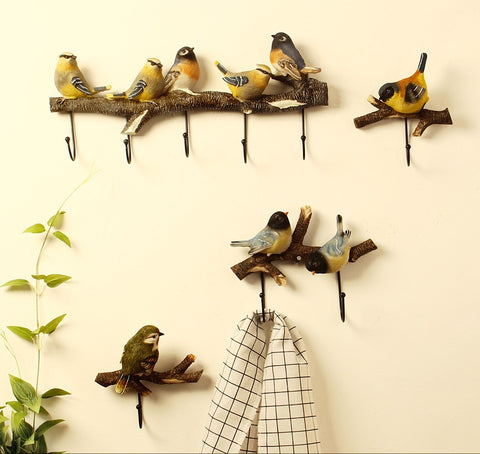 Bird like Yellow,Green & Blue Metal Wall Hanging Hooks with single tier,stocked and eco-friendly featuring Size of 1 Yellow Bird (12.5×18.5×5.5cm), 1 Green Bird (12.5×18.5×5.5cm) and 1 pair of Blue Birds (23×17.5×5.5cm), available exclusively on Shahi Sajawat India, the world of home decor products.