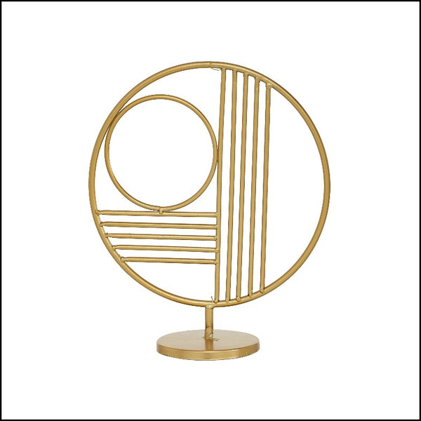 Gold Geometric Circular Metal (Iron) Figurine Of Size 14"H × 5.05"W × 11"L(inch), Available Exclusively On Shahi Sajawat India, the world of home decor products. Best trendy home decor, living room, kitchen and bathroom decor ideas of 2021.