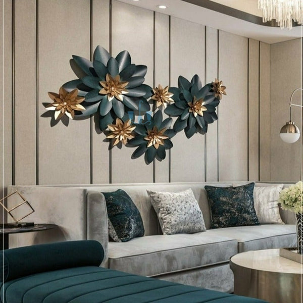 Black And Gold Floral Nordic Handcrafted Metal Wall Hanging (Wall Decor) Of Size 120×70cm, Available Exclusively On Shahi Sajawat India, the world of home decor products.Best trendy home decor, living room, kitchen and bathroom decor ideas of 2022.
