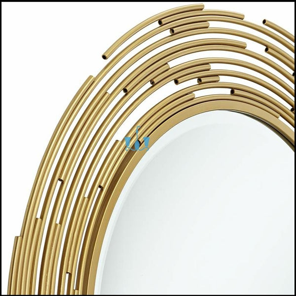 Large Gold Layered Pipe Handcrafted Wall Mirror Of Size 34inch, Comes Ready To Hang, available exclusively on Shahi Sajawat India, the world of home decor products.Best trendy home decor, office decor, living room, kitchen and bathroom decor ideas of 2022.