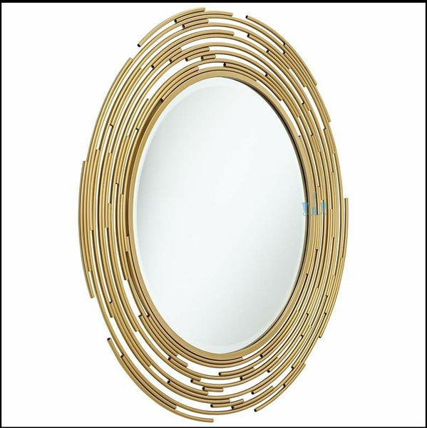 Large Gold Layered Pipe Handcrafted Wall Mirror Of Size 34inch, Comes Ready To Hang, available exclusively on Shahi Sajawat India, the world of home decor products.Best trendy home decor, office decor, living room, kitchen and bathroom decor ideas of 2022.
