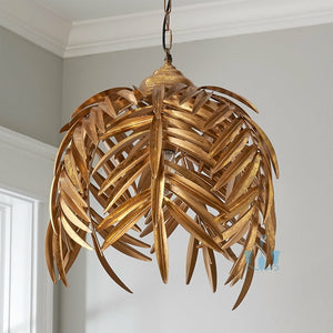Gold Palm Leaves Handcrafted Metal (Iron) Pendant Lights With E27 Base Type And Chain Pendant Installation available exclusively on Shahi Sajawat India, the world of home decor products.Best trendy home decor, office decor, restaurant decor, living room, kitchen and bathroom decor ideas of 2022.