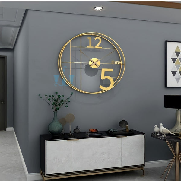 Large Black/Gold Quartz Circular Metal Wall Clocks, With Single Face Form, Needle Display, Circular Shape,Of Size 50×50cm, available exclusively on Shahi Sajawat India, the world of home decor products. Best trendy home decor, living room, kitchen and bathroom decor ideas of 2022.