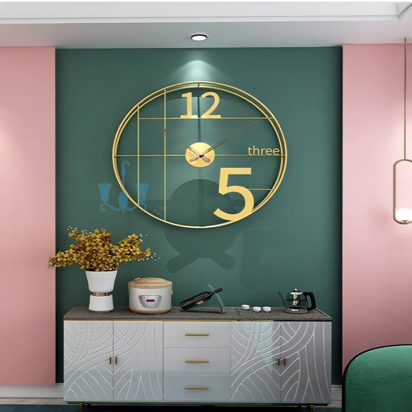 Large Black/Gold Quartz Circular Metal Wall Clocks, With Single Face Form, Needle Display, Circular Shape,Of Size 50×50cm, available exclusively on Shahi Sajawat India, the world of home decor products. Best trendy home decor, living room, kitchen and bathroom decor ideas of 2022.