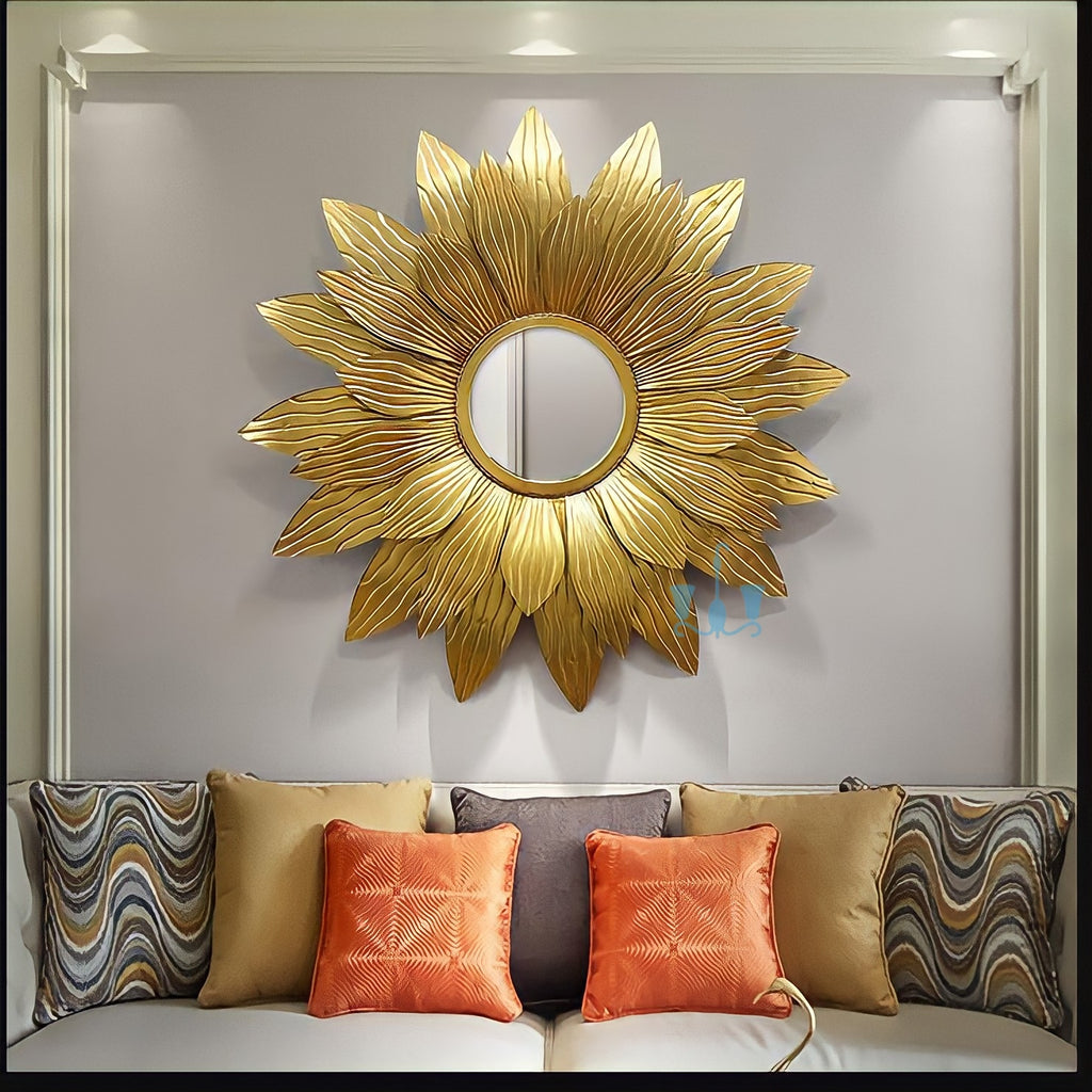 Sublime Golden Sunflower Wrought Iron Wall Mirrors - Main Image
