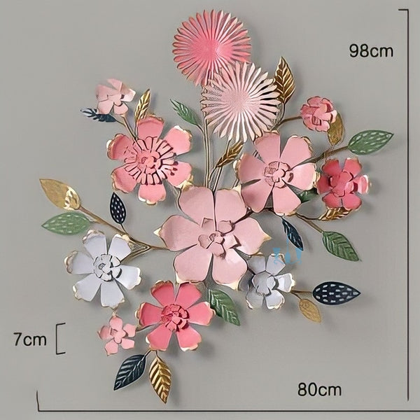 Peach Pink Floral European Style Handcrafted Metal Wall Hanging (Wall Decor) Of Size 98×80cm, Available Exclusively At Shahi Sajawat India, the world of home decor products.Best trendy home decor, office decor, restaurant decor, living room, kitchen and bathroom decor ideas of 2022.