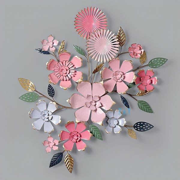 Peach Pink Floral European Style Handcrafted Metal Wall Hanging (Wall Decor) Of Size 98×80cm, Available Exclusively At Shahi Sajawat India, the world of home decor products.Best trendy home decor, office decor, restaurant decor, living room, kitchen and bathroom decor ideas of 2022.