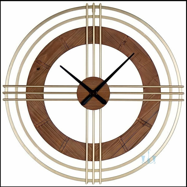 Gold Contemporary Handcrafted Quartz Metal (Iron) And Wood Circular Wall Clock With Single Face Form And Needle Display, available exclusively on Shahi Sajawat India, the world of home decor products.Best trendy home decor, office decor, restaurant decor, living room, kitchen and bathroom decor ideas of 2022.