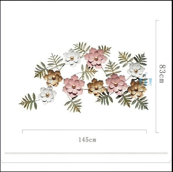Pink, White And Gold Floral Handcrafted Metal Wall Hanging (Wall Decor) Of Size 145×83cm, Available Exclusively On Shahi Sajawat India, the world of home decor products.Best trendy home decor, living room, kitchen and bathroom decor ideas of 2023.