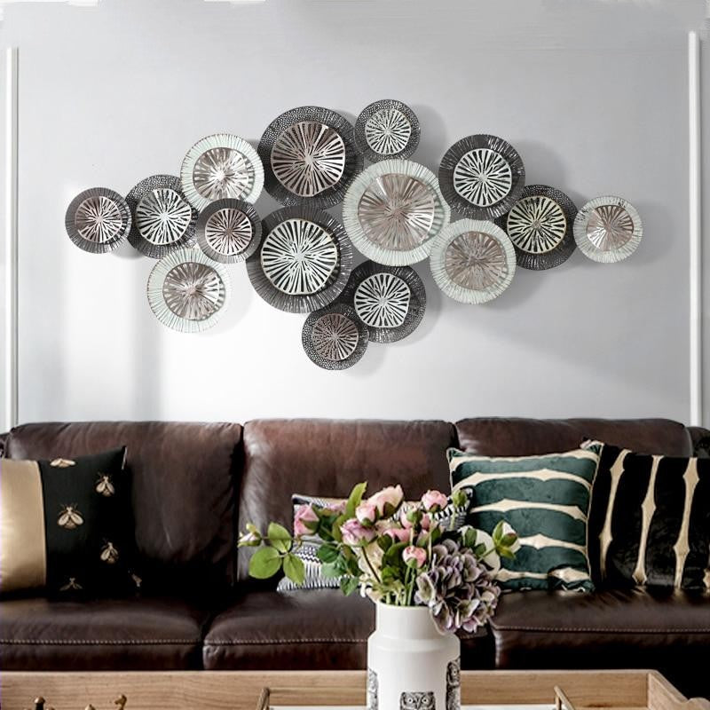 Wrought Iron Wall Art Decor - Medallion Design 32 X 12 Inches For Living Room, Bedroom