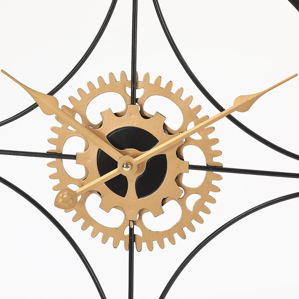 Black And Gold Circular Quartz Roman Metal Wall Clock Of Size 60×60cms, With Needle Display And Single Face Form, available exclusively on Shahi Sajawat India, the world of home decor products.Best trendy home decor, living room, kitchen and bathroom decor ideas of 2021.