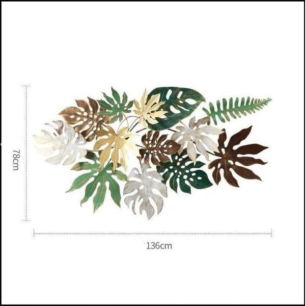 Green, White And Gold Monstera Leaves Metal Wall Hanging Of Size 136×78cm, available exclusively on Shahi Sajawat India, the world of home decor products.Best trendy home decor, living room, kitchen and bathroom decor ideas of 2021.