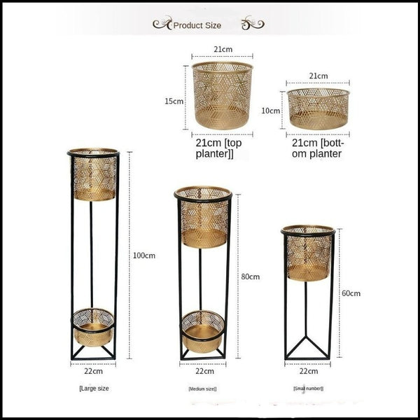 Black And Gold 3 Piece Iron Floor Planters, available exclusively on Shahi Sajawat India, the world of home decor products.Best trendy home decor, living room, kitchen and bathroom decor ideas of 2021.
