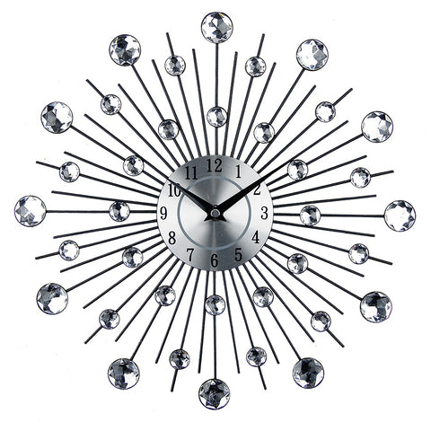 Large Circular Metal+Acrylic Crystal Quartz Wall Clock of diameter 33cm,with needle display, motivity,wall clock type of 12mm sheet.The pattern is abstract with single face form, available exclusively Shahi Sajawat India, the world of home decor products.Best home decor and living room decor ideas of 2020.
