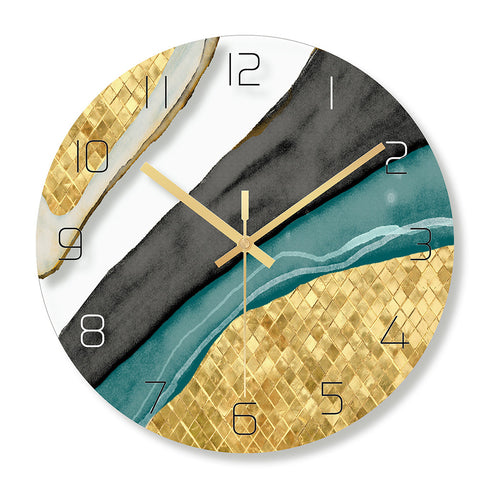 Multicoloured Marble Printed Circular Glass Quartz Wall Clock With Needle Display,Size of 30cm Diameter,9mm of Sheet Type and a single face form,available exclusively on Shahi Sajawat India,the world of home decor products.Best trendy home decor and living room decor ideas of 2020.