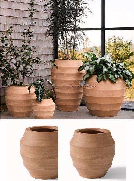 Wavy Tapering Cylinder FRP (Fiberglass) Indoor And Outdoor Planters Are Lightweight, Durable, Weather Resistant, UV Resistant Made For Residential And Commercial Spaces, Available Exclusively On Shahi Sajawat India, the world of home decor products. Best trendy home decor, office decor, restaurant decor, malls, airports, hotels and resort decor ideas of 2025.