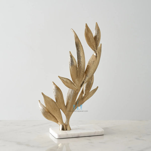 White And Gold Leaf Metal Table Top Handcrafted Sculpture (Figurine), Available exclusively on Shahi Sajawat India, the world of home decor products. Best trendy home decor, office decor, living room,table decor, kitchen and bathroom decor ideas of 2024.