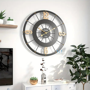 Black And Gold Arabic Numeral Modern Retro Handcrafted Quartz Metal (Iron) Circular Wall Clock With Single Face Form And Needle Display, available exclusively on Shahi Sajawat India, the world of home decor products.Best trendy home decor, office decor, restaurant decor, living room, kitchen and bathroom decor ideas of 2024.