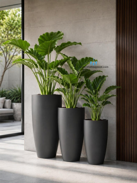 White/Black Smooth Vase Shaped FRP (Fiberglass) Indoor And Outdoor Planters Are Lightweight, Durable, Weather Resistant, UV Resistant Made For Residential And Commercial Spaces, Available Exclusively On Shahi Sajawat India, the world of home decor products. Best trendy home decor, office decor, restaurant decor, living room, kitchen and bathroom decor ideas of 2026.