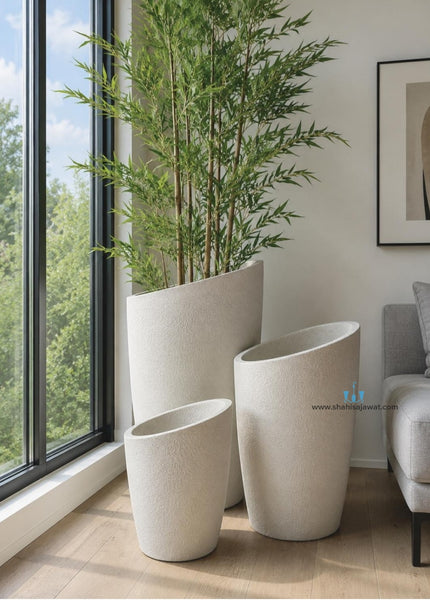 Abstract White Vase Shaped FRP Planters
