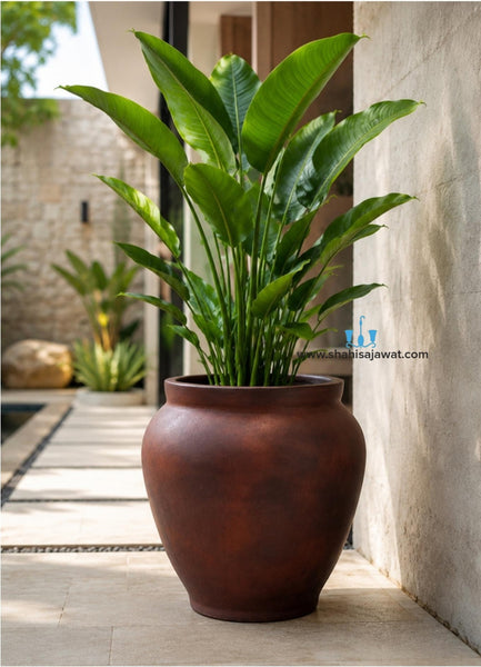 Rustic Brown Urn Shaped FRP (Fiberglass) Indoor And Outdoor Planters Are Lightweight, Durable, Weather Resistant, UV Resistant Made For Residential And Commercial Spaces, Available Exclusively On Shahi Sajawat India, the world of home decor products. Best trendy home decor, office decor, restaurant decor living room, kitchen and bathroom decor ideas of 2026.