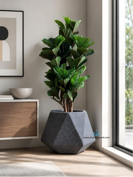 Dashing Stone Finished Geometric FRP Planter