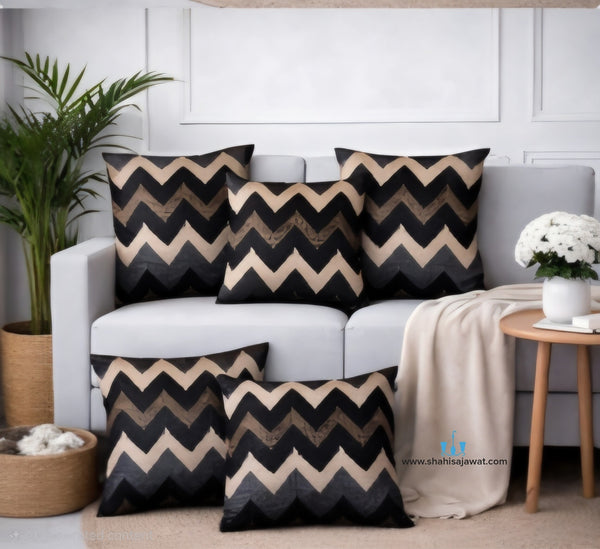 Striking Chevron Printed Velvet Square Cushion Covers With Zipper Of Size 16×16 inches available exclusively on Shahi Sajawat India, the world of home decor products.Best trendy home decor, living room, kitchen and bathroom decor ideas of 2026. 