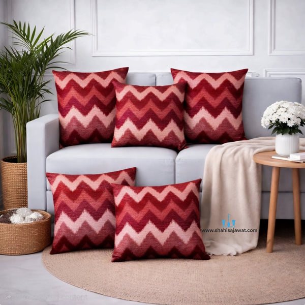 Striking Chevron Printed Velvet Square Cushion Covers With Zipper Of Size 16×16 inches available exclusively on Shahi Sajawat India, the world of home decor products.Best trendy home decor, living room, kitchen and bathroom decor ideas of 2026. 
