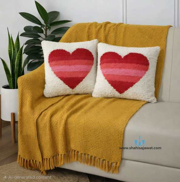 Sweet Heart Cotton Jute Cushion Covers