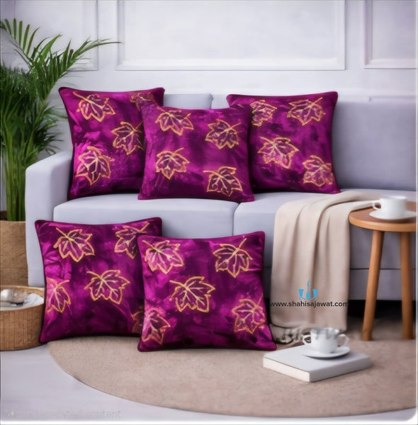 Dark Pink/Dark Blue/Ivory/Brown Velvet Printed Square Cushion Covers With Zipper Of Size 16×16 inch available exclusively on Shahi Sajawat India, the world of home decor products.Best trendy home decor, living room, kitchen and bathroom decor ideas of 2026. 