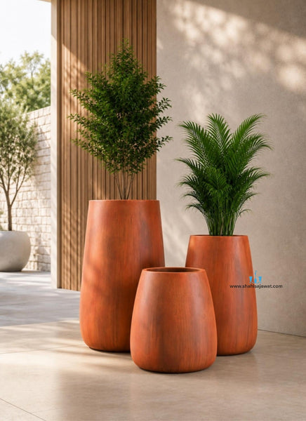 Stylish Wooden Like Vase Shaped FRP Planters