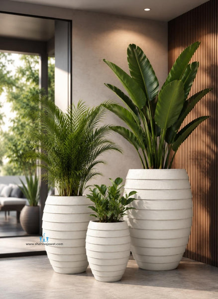 Entrancing Wavy Tapering Cylinder FRP Planters